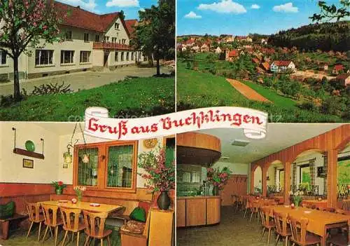 AK / Ansichtskarte Buchklingen Odenwald Gasthaus Gruener Baum Restaurant Ortsansicht