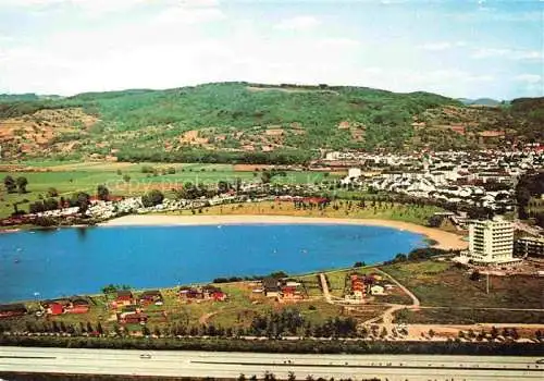 AK / Ansichtskarte Hemsbach  Bergstrasse Panorama Hemsbacher Wiesensee mit See-Hotel