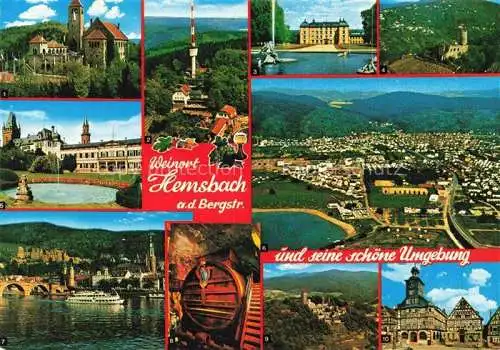 AK / Ansichtskarte Hemsbach  Bergstrasse und Umgebung Wachenburg Heidelberg Schloss Starkenburg Rathaus Marktplatz Heppenheim