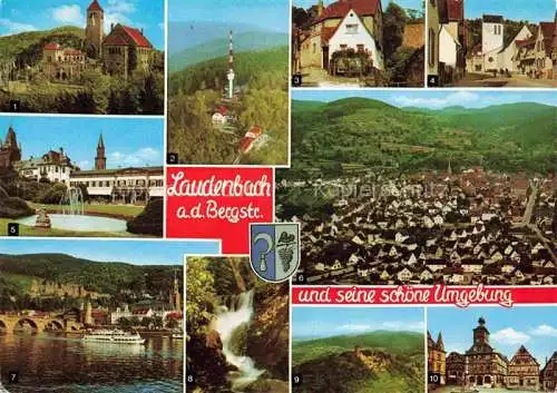 AK / Ansichtskarte Laudenbach Bergstrasse und Umgebung Wachenburg Heidelberg Schloss Wasserfall Starkenburg Rathaus Marktplatz Heppenheim