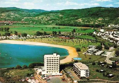AK / Ansichtskarte Hemsbach  Bergstrasse Panorama See-Hotel am Wiesensee Badestrand