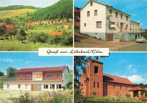 AK / Ansichtskarte Loehrbach Birkenau Bergstrasse Hessen Gasthaus Pension zum Odenwald Kirche Ortsansicht