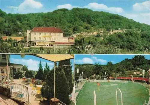 AK / Ansichtskarte Hemsbach  Bergstrasse Hotel Luisenhof Terrasse Swimming Pool