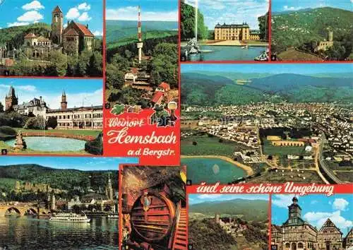 AK / Ansichtskarte Hemsbach  Bergstrasse und seine schoene Umgebung Wachenburg Heidelberg Schloss Strahlenburg Rathaus Markt Heppenheim