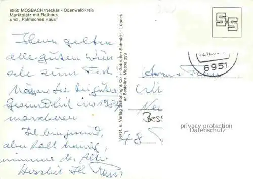 AK / Ansichtskarte Mosbach Baden Neckar-Odenwald-Kreis BW Marktplatz Rathaus Palmsches Haus Stadt der Fachwerkhaeuser
