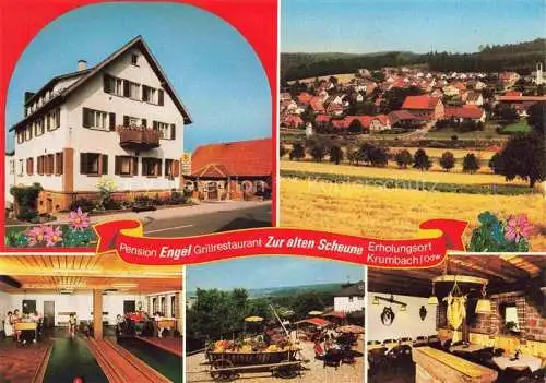 AK / Ansichtskarte Krumbach Limbach Panorama Gasthof Pension Engel Terrasse Kegelbahn