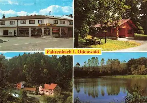 AK / Ansichtskarte Fahrenbach Baden BW Teilansichten Edeka-Markt Huette Gasthof Partie am See
