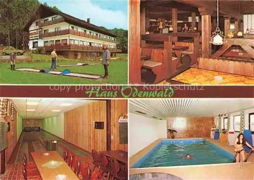 AK / Ansichtskarte Schwarzach Odenwald Hotel Restaurant Haus Odenwald Minigolf Kegelbahn Hallenbad