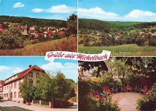 AK / Ansichtskarte Michelbach  Mosbach Odenwald Hotel Haus Krone Garten Ortsansicht mit Kirche Panorama