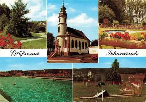 AK / Ansichtskarte Schwarzach Odenwald Erholungszentrum mit Wildpark Maerchengarten Minigolf Freibad Kirche