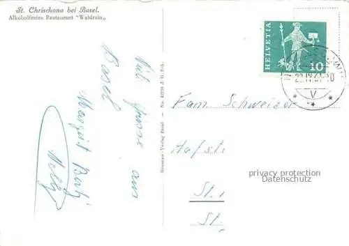 AK / Ansichtskarte St_Chrischona_Bettingen_Riehen_BS Alkoholfreies Restaurant Waldrain 