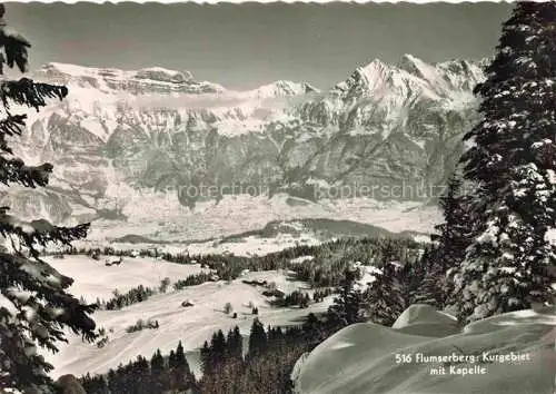 AK / Ansichtskarte Flums__Sarganserland_SG Winterpanorama Flumserberg Kurgebiet mit Kapelle Alpen 