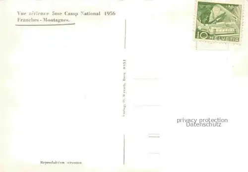 AK / Ansichtskarte Franches_Montagnes_NE Vue aerienne 5me Camp National 1956 