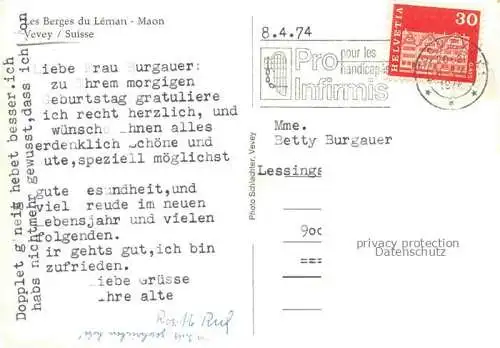 AK / Ansichtskarte VEVEY_VD Les Berges du Leman Maon Vevey_VD