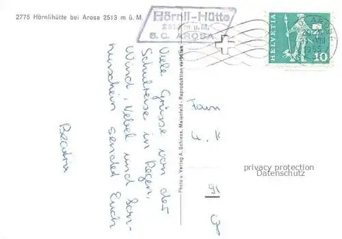 AK / Ansichtskarte AROSA_GR Gebirgspanorama Hoernlihuette Berghuette Alpen Alpenflora Arosa_GR