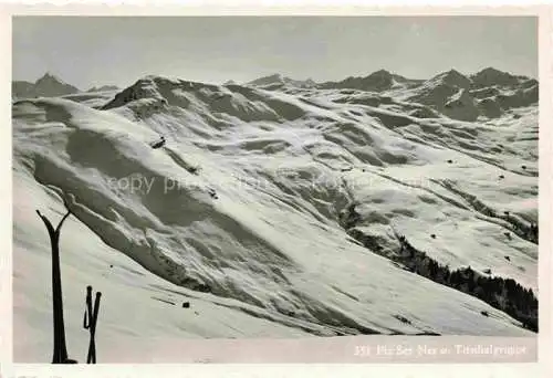 AK / Ansichtskarte Piz_Sez_Ner_Piz_Sezner_2310mm_Ilanz_GR Gebirgspanorama mit Titschalgruppe im Winter 