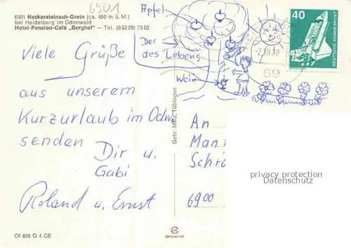 AK / Ansichtskarte Grein Neckarsteinach Hotel Cafe Berghof Terrasse