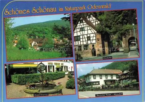 AK / Ansichtskarte Schoenau Heidelberg Odenwald Panorama Klostertor Wappenbrunnen Deutscher Kaiser Altneudorf