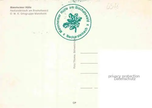 AK / Ansichtskarte Neckarsteinach Mannheimer Huette am Bischofswald
