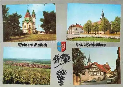 AK / Ansichtskarte Malsch Wiesloch Heidelberg Kirchen Panorama Fachwerkhaeuser