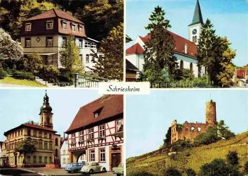 AK / Ansichtskarte Schriesheim Kurhaus Scheid Kirche Rathaus Strahlenburg