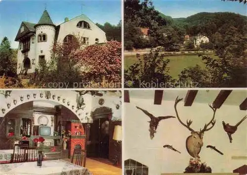 AK / Ansichtskarte Schriesheim Pension Freyhof Gastraum Jaegerzimmer Panorama
