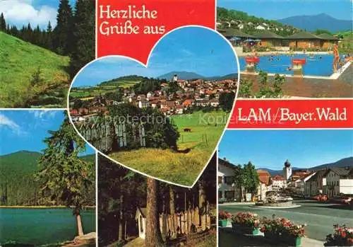 AK / Ansichtskarte Lam Oberpfalz Teilansichten Freibad Landschaft See