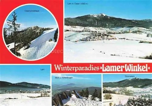 AK / Ansichtskarte Lam Oberpfalz Panorama Wintersportplatz Lamer Winkel Bayerischer Wald Osserschutzhaus Hohenbogen Thuernstein