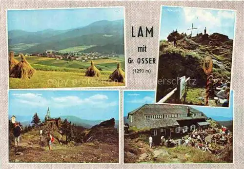 AK / Ansichtskarte Lam Oberpfalz Landschaftspanorama Grosser Osser Gipfelkrez Bergrestaurant Sonnenterrasse