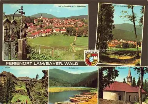 AK / Ansichtskarte Lam Oberpfalz Panorama Totenbretter Hohenbogen Waldpartie Osser Arbersee Maria-Hilf