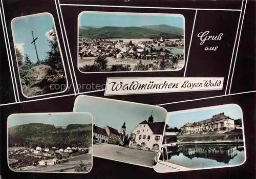 AK / Ansichtskarte Waldmuenchen Panorama Gipfelkreuz Ortszentrum Freibad