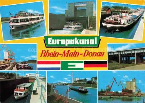 AK / Ansichtskarte FueRTH  Bayern Europakanal Rhein-Main-Donau Fahrgastschiffe Frachtkahn Kran