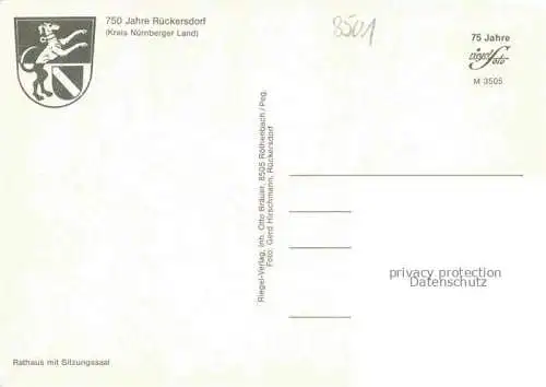 AK / Ansichtskarte Rueckersdorf Mittelfranken 750 Jahre Jubilaeum Rathaus mit Sitzungssaal