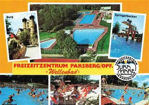 AK / Ansichtskarte Parsberg Oberpfalz Freizeitzentrum Wellenbad Burg Restaurant Terrasse