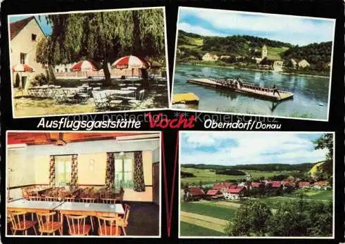 AK / Ansichtskarte Oberndorf Bad Abbach Ausflugsgaststaette Vocht Gastraum Garten Panorama Faehre