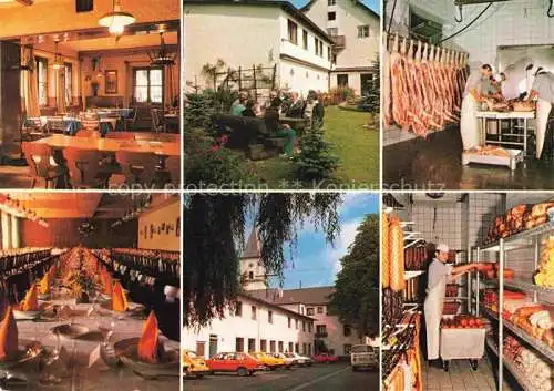 AK / Ansichtskarte Woerth Donau Regensburg Bayern Gasthaus Metzgerei Butz Gastraum Festsaal Garten
