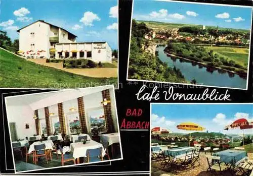 AK / Ansichtskarte Bad Abbach Café Donaublick Gastraum Terrasse Panorama Donau