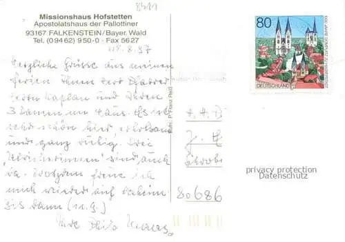 AK / Ansichtskarte Falkenstein Bayerischer Wald Regen Missionshaus Hofstetten Apostolatshaus der Pallottiner