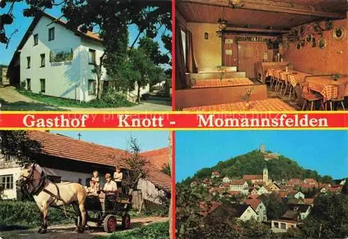 AK / Ansichtskarte Momannsfelden Michelsneukirchen Urlaub auf dem Bauernhof Gasthaus Knott Pferdewagen Ortsansicht
