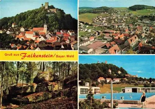 AK / Ansichtskarte Falkenstein Bayerischer Wald Regen Panorama Luftkurort Burg Freibad Waldpartie Felsen