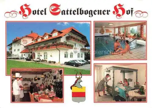 AK / Ansichtskarte Sattelbogen Hotel Sattelbogener Hof Restaurant Fremdenzimmer Hallenbad