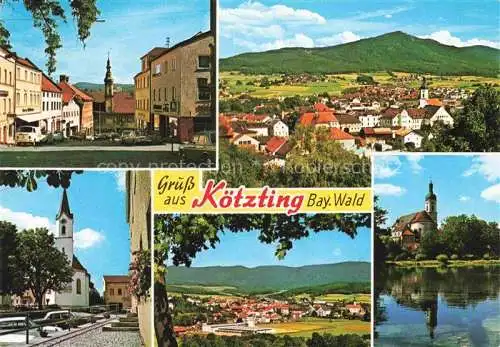 AK / Ansichtskarte Koetzting Panorama Ortszentrum Kirche Partie am Wasser