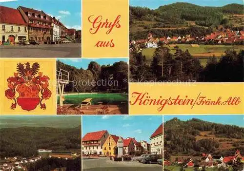 AK / Ansichtskarte Koenigstein Oberpfalz Teilansichten Panorama Fraenkische Alb Freibad