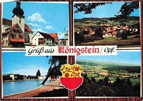 AK / Ansichtskarte Koenigstein Oberpfalz Ortsmotiv mit Kirche Freibad Panorama