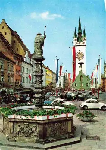 AK / Ansichtskarte Straubing Ludwigsplatz Brunnen Stadtturm