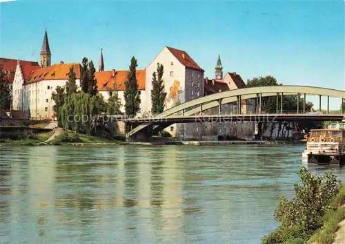 AK / Ansichtskarte Straubing Blick ueber die Donau Bruecke