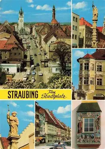 AK / Ansichtskarte Straubing uebersicht und Details vom Stadtplatz Brunnen