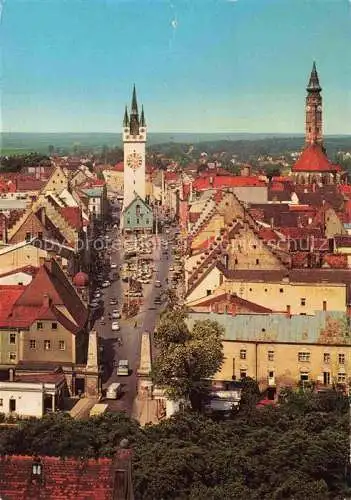 AK / Ansichtskarte Straubing Stadtpanorama Ludwigsplatz Stadtturm Kirche
