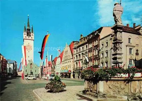 AK / Ansichtskarte Straubing Ludwigsplatz Stadtturm Brunnen
