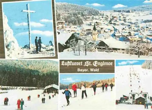 AK / Ansichtskarte St Englmar Winterpanorama Luftkurort Wintersport Bayerischer Wald Gipfelkreuz